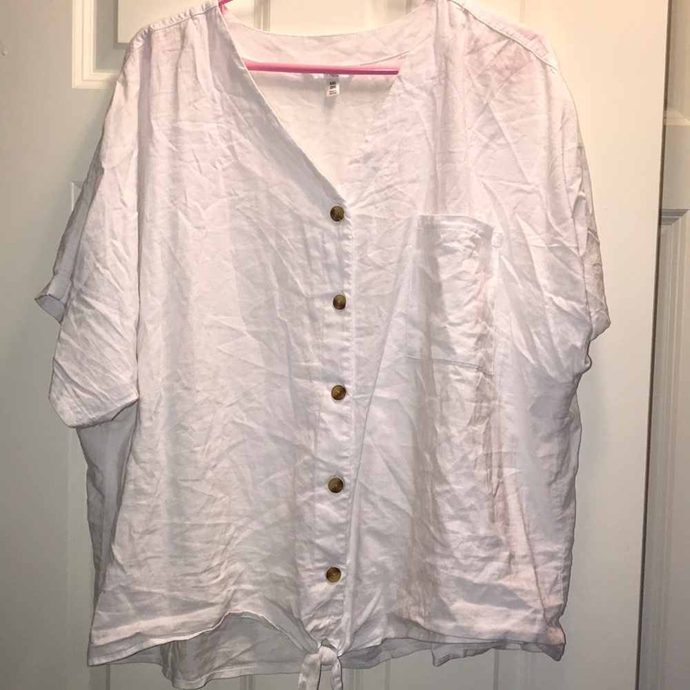 White button down crop top